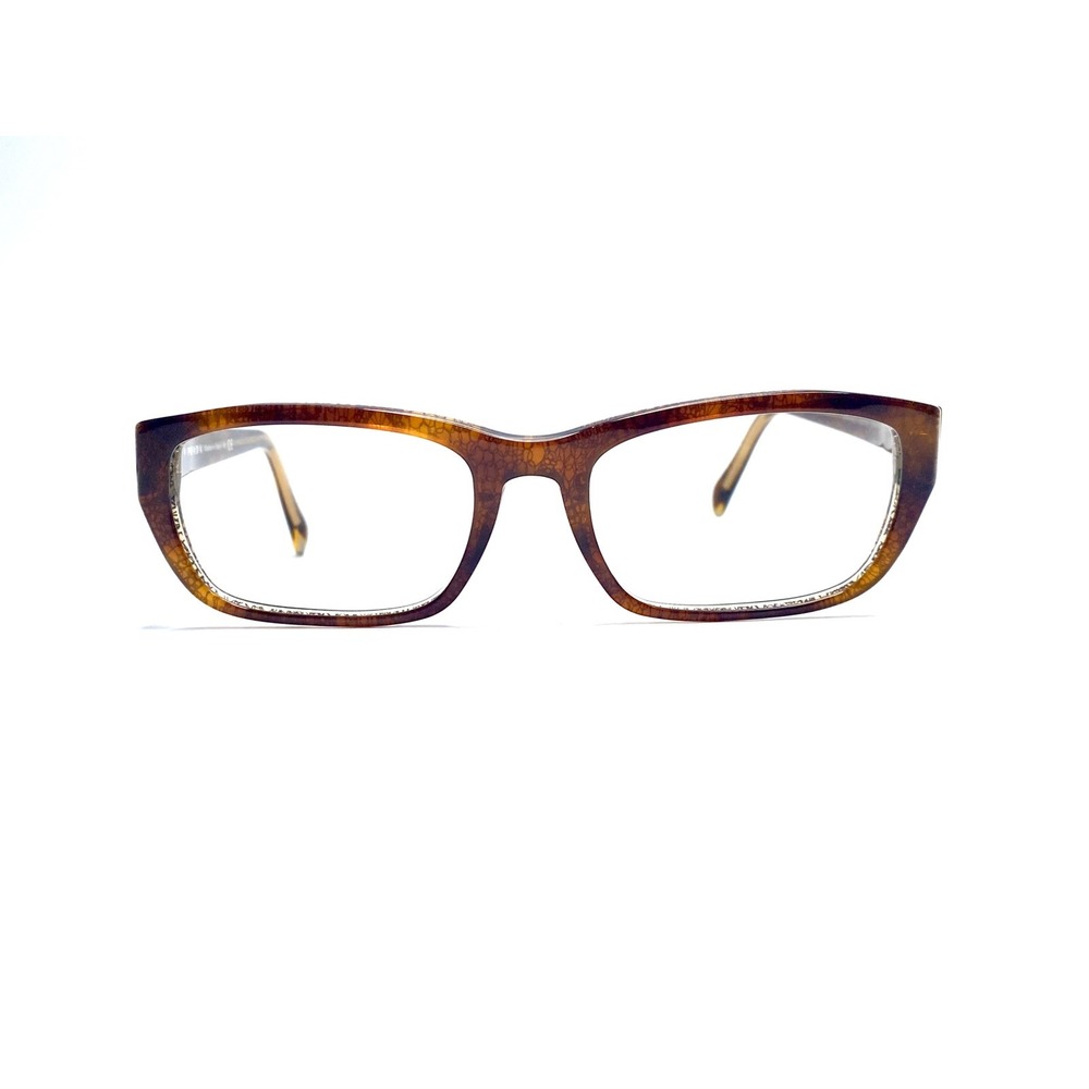 Prada Brown Gold Clear Rectangular Glasses Italy VPR180 BF4 101 52 18 135